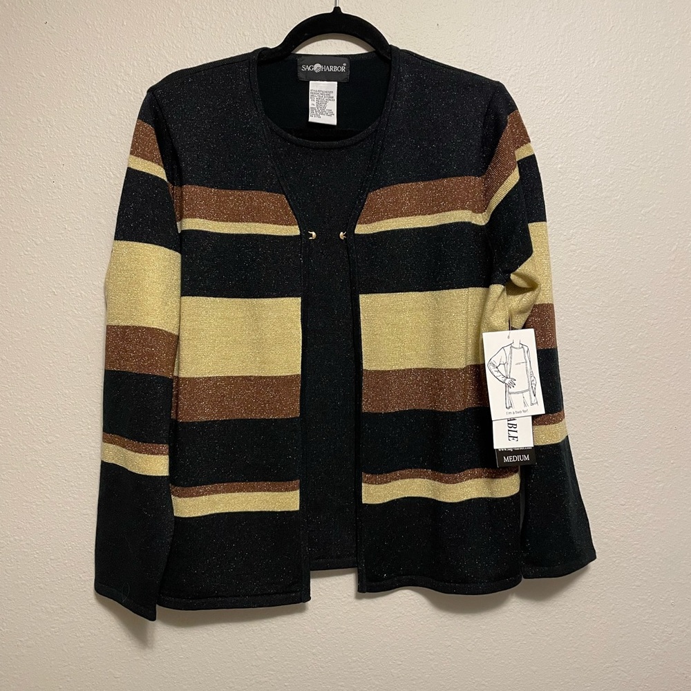 NWT Sag Harbor Two Piece Cardigan Top, Size Medium